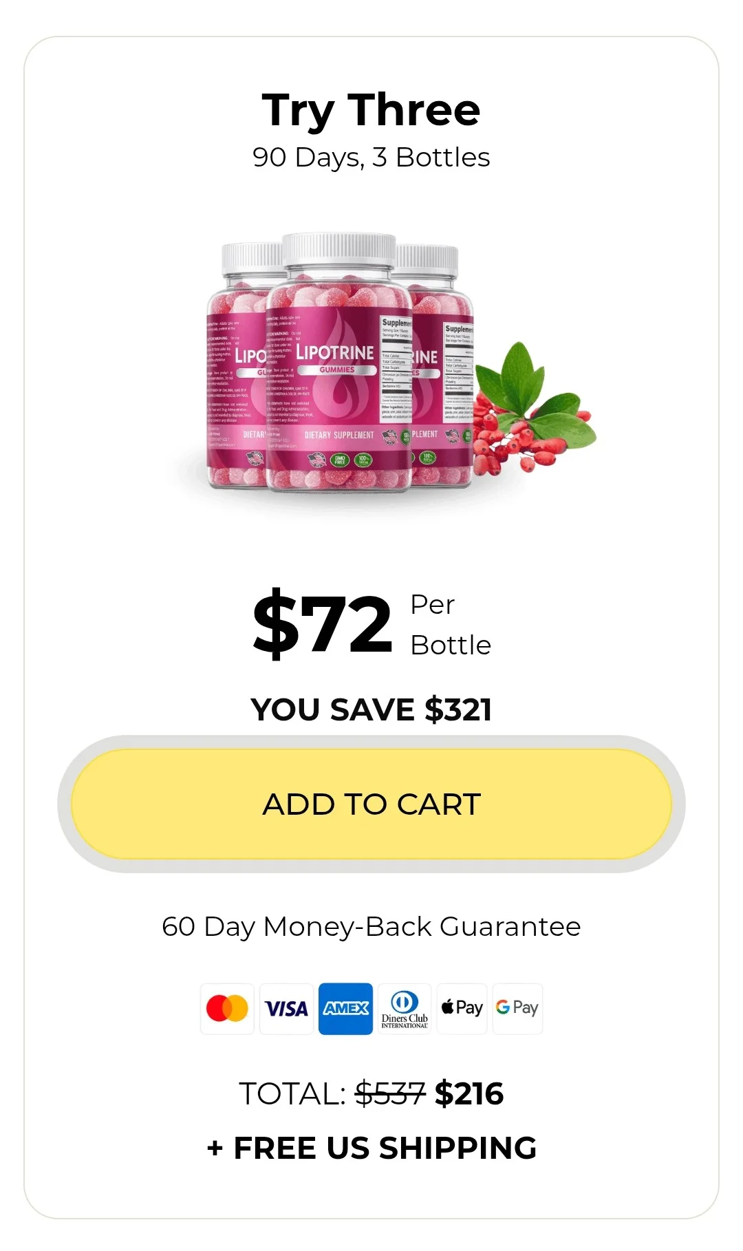 LipoTrine™ 3 bottles pricing